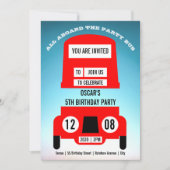 Red London Bus Kinderen Verjaardagsfeestje Uitnodi Save The Date (Voorkant)