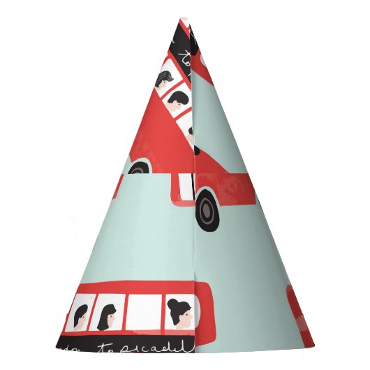 Red London Bus  Pattern Feesthoedjes (Achterkant)