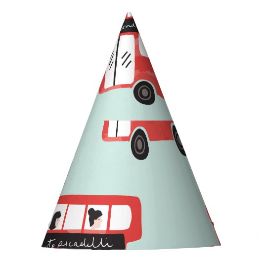 Red London Bus  Pattern Feesthoedjes (Voorkant)