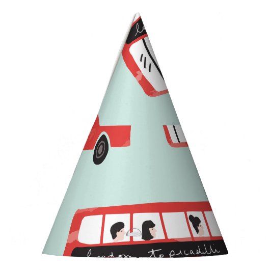 Red London Bus  Pattern Feesthoedjes (Links)