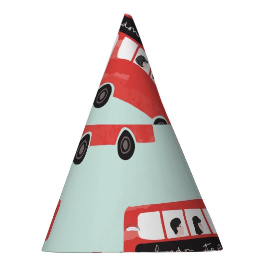 Red London Bus  Pattern Feesthoedjes (Rechts)