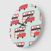 Red London Bus Pattern Grote Klok (Hoek)