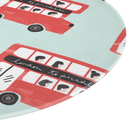 Red London Bus Pattern Snijplank (Hoek)