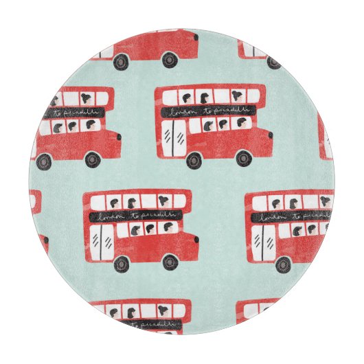 Red London Bus Pattern Snijplank (Voorkant)