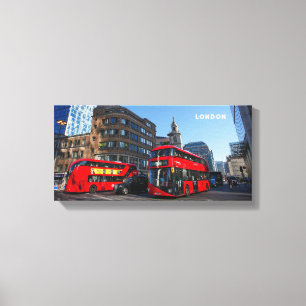 Red London Bus Stretched Canvas Afdrukken