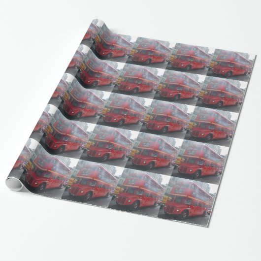 Red London Bus Wrapping Paper Cadeaupapier (Uitgerold)