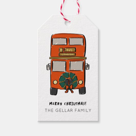 Red London Double Decker Bus Cadeaulabel (Voorkant)