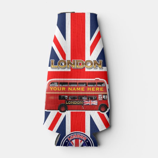 Red London Double Decker Bus Flesjeskoeler (Voorkant)