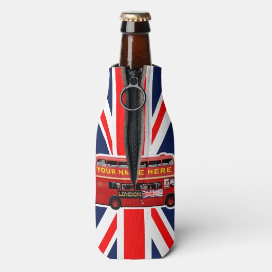 Red London Double Decker Bus Flesjeskoeler (Fles Achterkant)