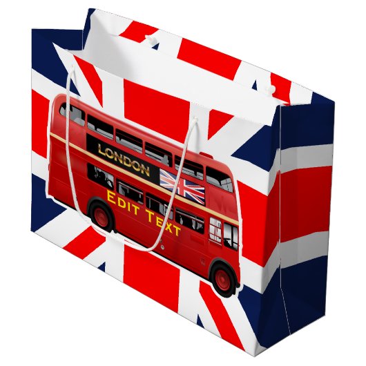 Red London Double Decker Bus Groot Cadeauzakje (Voorkant Gekanteld)