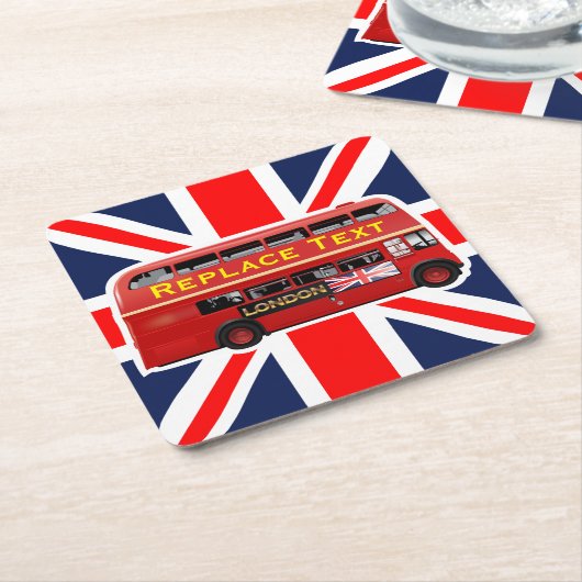 Red London Double Decker Bus Kartonnen Onderzetters (Schuin)