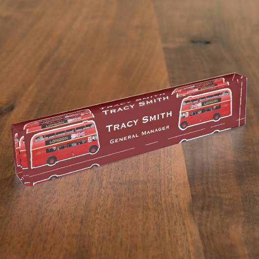 Red London Double Decker Bus Naambordje (Zijkant)