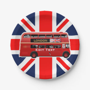 Red London Double Decker Bus Papieren Bordje