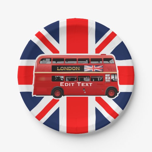 Red London Double Decker Bus Papieren Bordje (Voorkant)