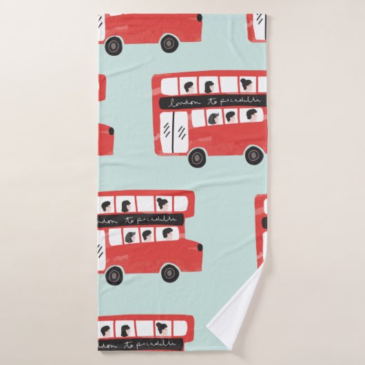 Red London Double Decker Bus Seamless Pattern vint Badhanddoek (Badhanddoek)