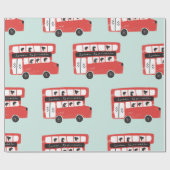 Red London Double Decker Bus Seamless Pattern vint Cadeaupapier (Vlak)