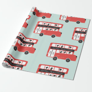 Red London Double Decker Bus Seamless Pattern vint Cadeaupapier