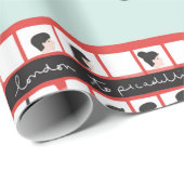 Red London Double Decker Bus Seamless Pattern vint Cadeaupapier (Rol Hoek)