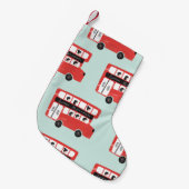 Red London Double Decker Bus Seamless Pattern vint Kleine Kerstsok (Voorkant (Hangend))