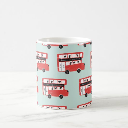 Red London Double Decker Bus Seamless Pattern vint Koffiemok (Center)