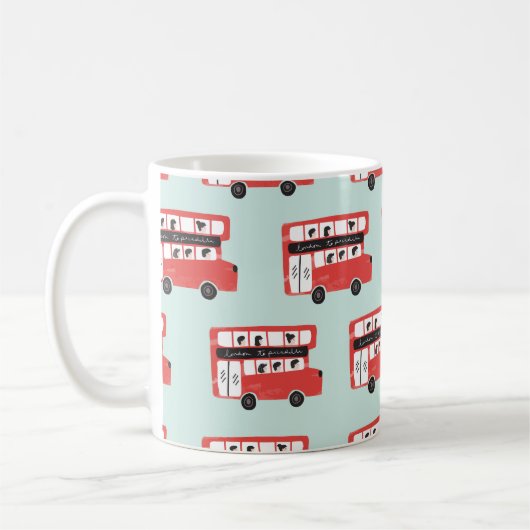 Red London Double Decker Bus Seamless Pattern vint Koffiemok (Links)