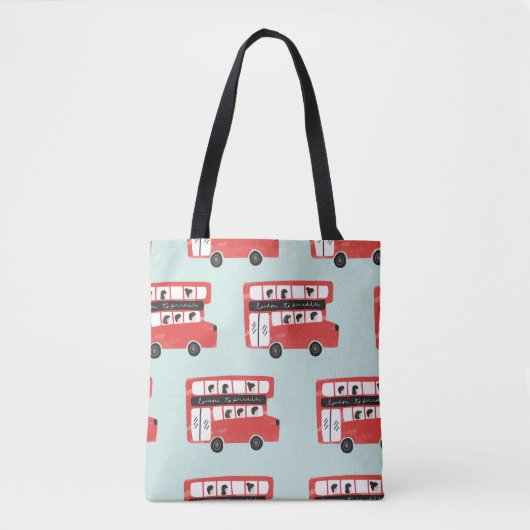 Red London Double Decker Bus Seamless Pattern vint Tote Bag (Voorkant)