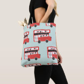 Red London Double Decker Bus Seamless Pattern vint Tote Bag (Dichtbij)