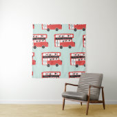 Red London Double Decker Bus Seamless Pattern vint Wandkleed (In situ)