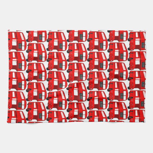 Red London Double Decker Bus Wallpaper Theedoek (Horizontaal)