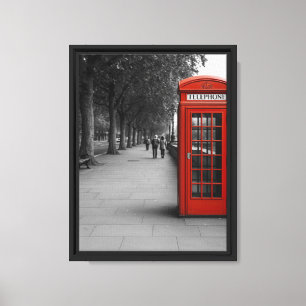 Red London Phone Booth Ingelijste Canvas Kunstdruk Afdruk