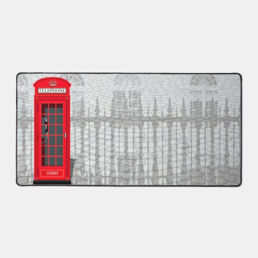 Red London Phone Booth with Name Bureaumat (Voorkant)