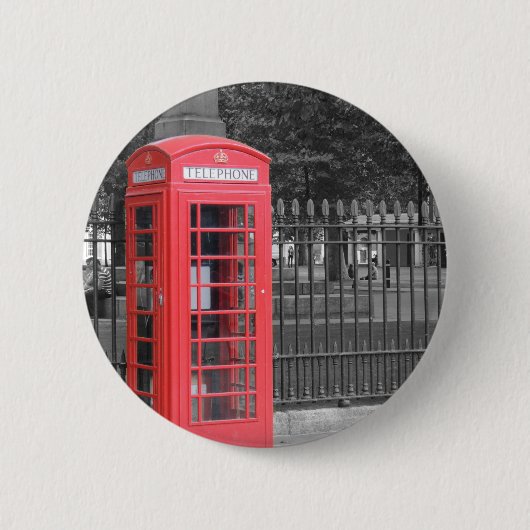 Red London Phonebox Ronde Button 5,7 Cm (Voorkant)