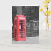 Red London Phonebox Wenskaart Kaart (Gele Bloem)