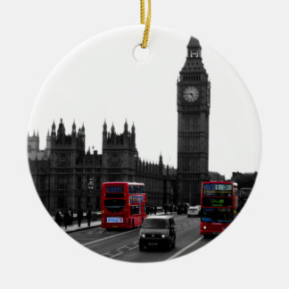 Red London Tour bus en Big Ben Keramisch Ornament