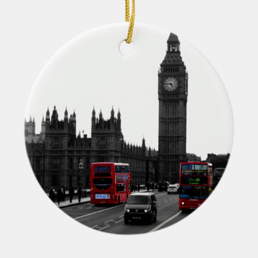 Red London Tour bus en Big Ben Keramisch Ornament (Voorkant)