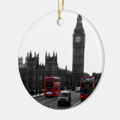 Red London Tour bus en Big Ben Keramisch Ornament (Links)