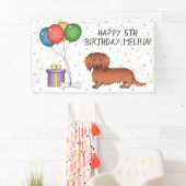 Red Long Hair Dachshund Cartoon Dog Happy Birthday Spandoek (Insitu)