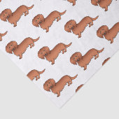 Red Long Hair Dachshund Cute Cartoon Dog Patroon Tissuepapier (Detail)