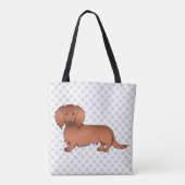 Red Long Hair Dachshund Cute Cartoon Dog & Paws Tote Bag (Achterkant)