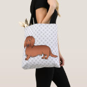 Red Long Hair Dachshund Cute Cartoon Dog & Paws Tote Bag (Dichtbij)