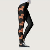 Red Long Hair Dachshund Cute Cartoon Dogs on Black Leggings (Rechts)
