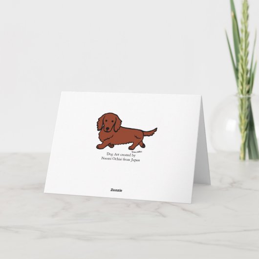 Red Long Haire Dachshund Bedankt (Achterkant)