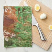 Red Long Haire Dachshund Dog Kitchen Towel Theedoek (Quarter Fold)