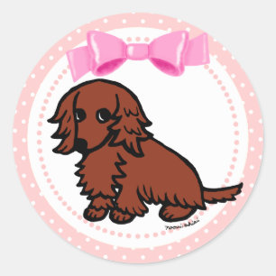 Red Long Hazard Dachshund 2 Ronde Sticker
