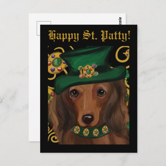 Red Long Hazard Dachshund Briefkaart (Voorkant / Achterkant)