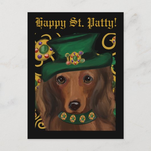 Red Long Hazard Dachshund Briefkaart (Voorkant)