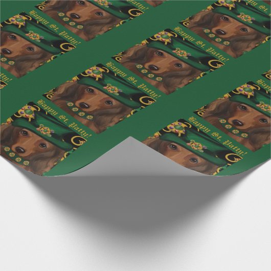 Red Long Hazard Dachshund Cadeaupapier (Hoek)