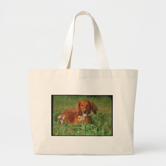 Red Long Hazard Dachshund Grote Tote Bag (Voorkant)