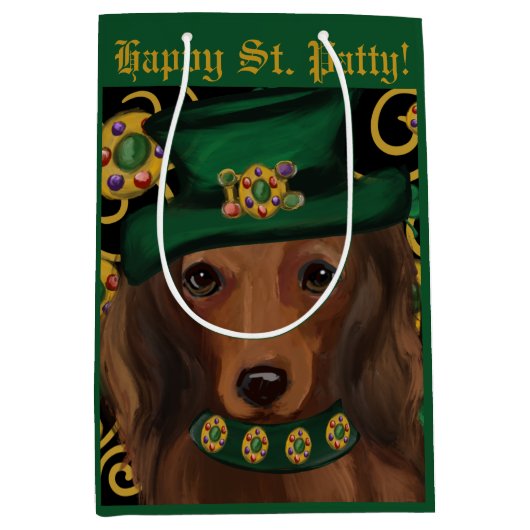 Red Long Hazard Dachshund Medium Cadeauzakje (Voorkant)