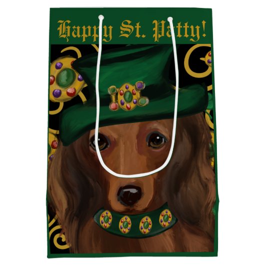 Red Long Hazard Dachshund Medium Cadeauzakje (Achterkant)